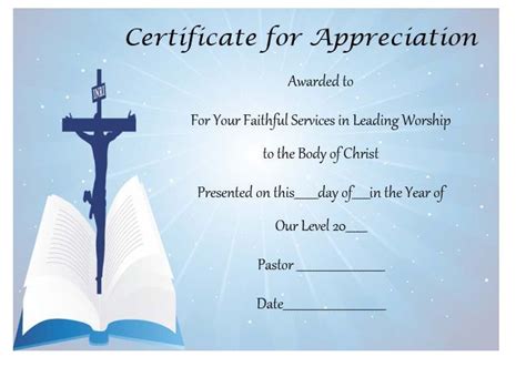 Thoughtful Pastor Appreciation Certificate Templates To Celebrate Your Pastor Demplates