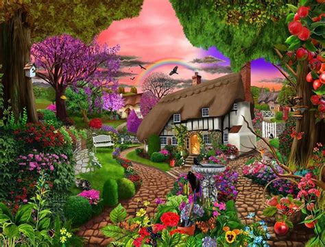 Cottage Garden Rainbow 1000 Or 500 Pieces Jigsaw Puzzles Cottage