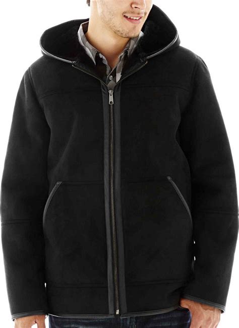 Jcpenney Excelled Leather Excelled Faux Shearling Coat With Hood 250