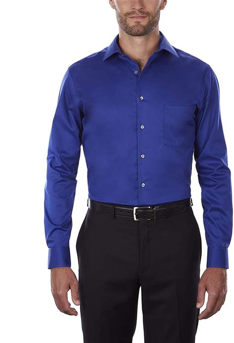 Van Heusen Mens Dress Shirt Regular Fit Flex Collar Royal Blue Size