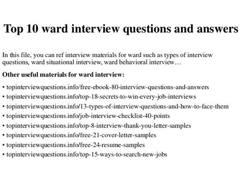 Top 10 Ward Interview Questions And Answers