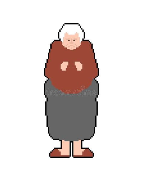 Grandmother Pixel Art Granny Pixelated Old Lady Old Game Graphics Stock Vector Illustration