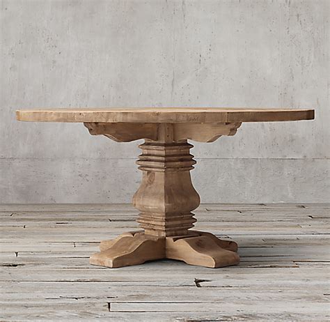 Salvaged from the ruins of old homes, factories, and outbuildings, reclaimed wood has a history their massive size—about 6½ feet long by 15 inches wide—made them ideal for a communal dining table like the overview for building a table from salvaged beams. Salvaged Wood Trestle Round Dining Table