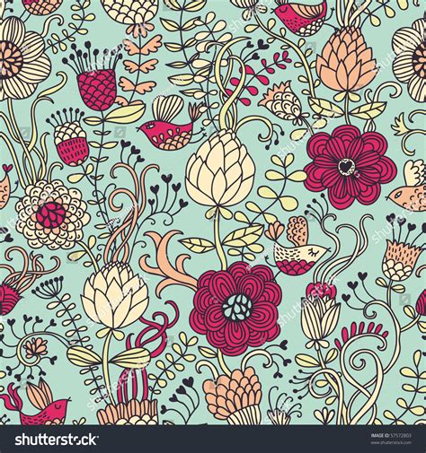 Vintage Floral Seamless Pattern Stock Vector 57572803