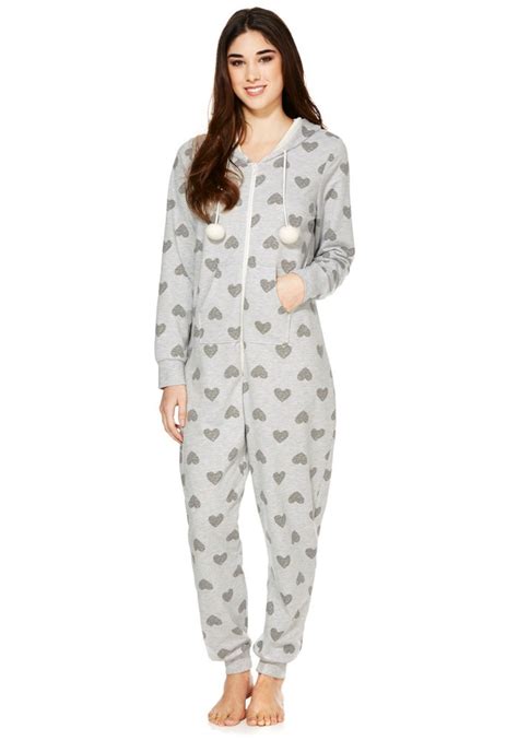 Heart Printed Zip Up Plus Size Adult Onesie Pajamas Buy