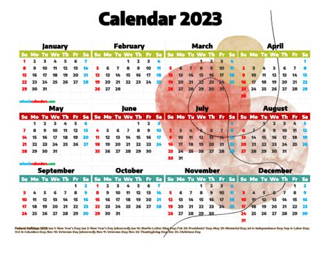 Free 2023 Printable Yearly Calendar Premium Template 2662 Free