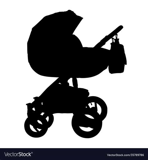 Baby Carriage Silhouette Isolated Stroller Vector Image