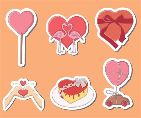Colorful Hand Drawn Valentine Stickers Design 18991451 Vector Art At Vecteezy