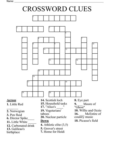 Printable Crossword Puzzles With Clues