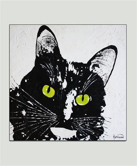 Black Cat Print Extra Large Print Black Cat Modern Art Etsy Canada Black Cat Painting