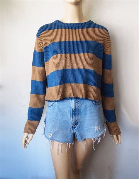 Kurt Vintage 90s Grunge Sweater Cropped Frayed Ripped Etsy