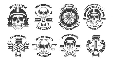 Premium Vector Custom Motorcycle Logos With Skull