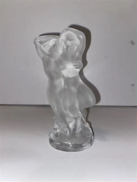 Vintage Lalique Crystal Pan Diana Le Faune Nude Frosted Figurine