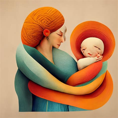 Premium Photo A Painting Of A Woman Holding A Baby