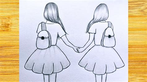 How To Draw Best Friends Holding Hands Easy Drawings For Beginners Youtube