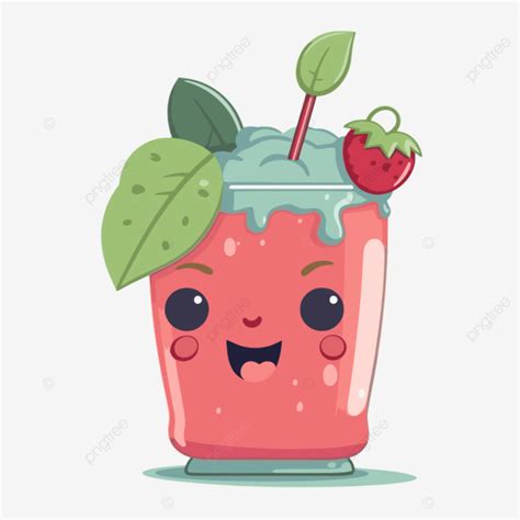 Smoothie Clipart Cute Strawberry Smoothie And Green Juice Drink Vector