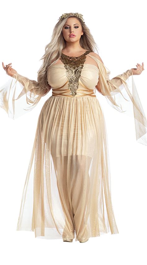 Plus Size Gorgeous Goddess Costume Sexy Gold Plus Size Goddess Costume