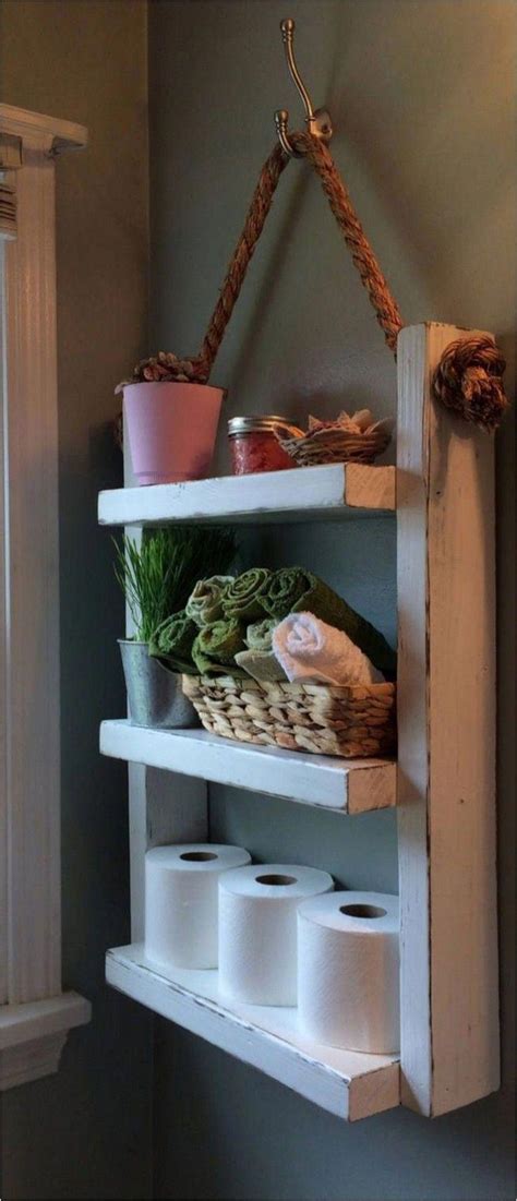 Stain the shelves and mount them on the wall. 35+ Classy Ideas White Rustic Bathroom Shelves That Will ...