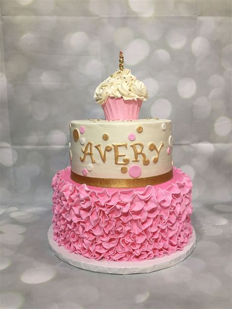 Pink And Gold 1st Birthday Cake 1st Birthday Cake Birthday Ideas Bday