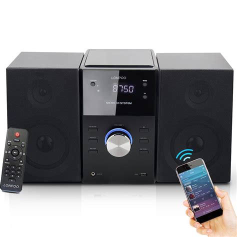 Compact Stereo System With Bluetooth Cd Player Fm Radio Aux In Led