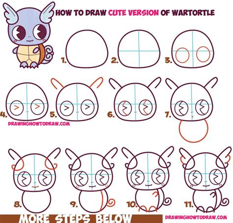 How To Draw Cute Chibi Kawaii Wartortle From Pokemon Easy Step By