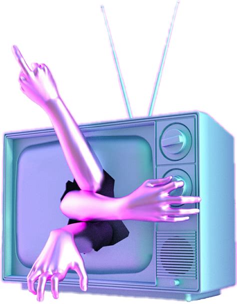 Vaporwave Tv Arms Trippy Aesthetic Sticker By Rosiec47