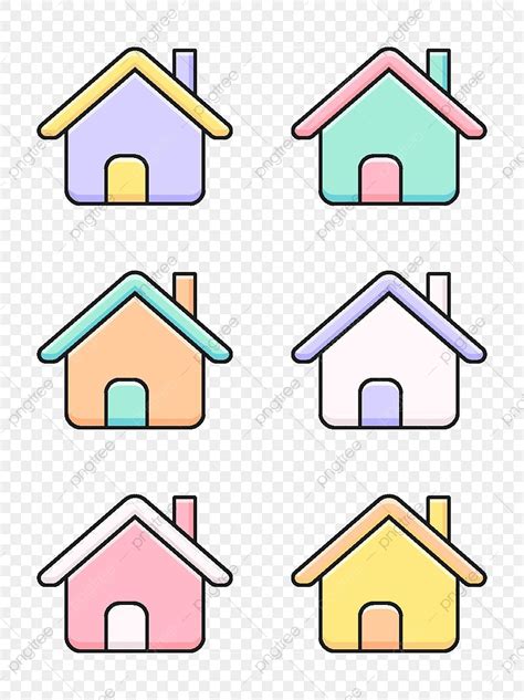Ikon Rumah Kartun Warna Warna Kartun Rumah Png Dan Vektor Dengan