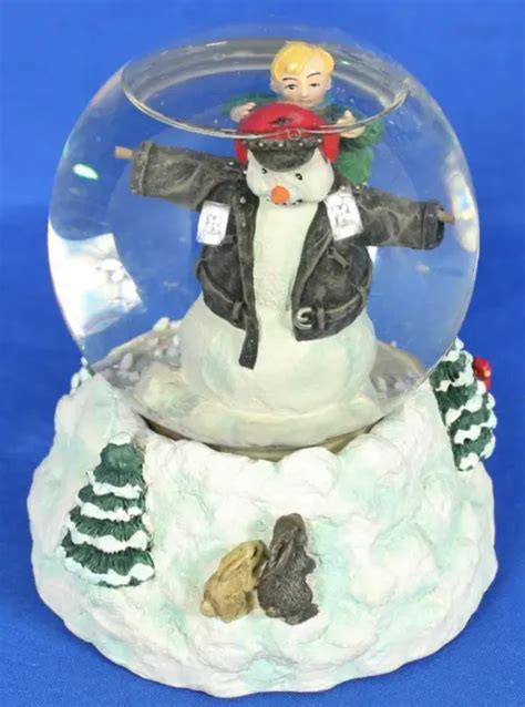 Harley Davidson Frosty The Snowman Musical Snow Globe Christmas No