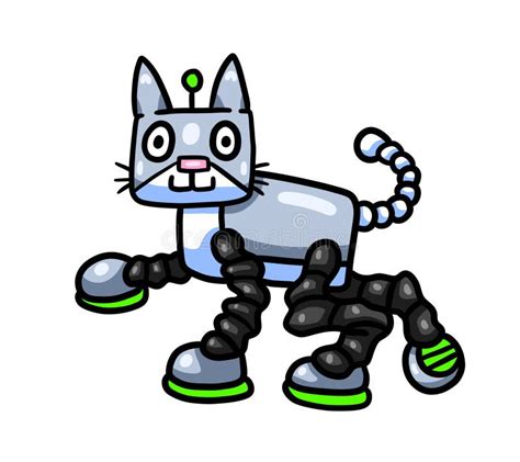 A Adorable Happy Robot Cat Stock Illustration Illustration Of Creature