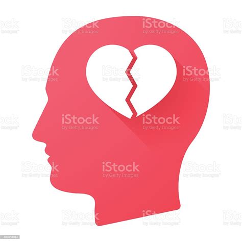 Male Head Icon With A Broken Heart Stock Illustration Download Image
