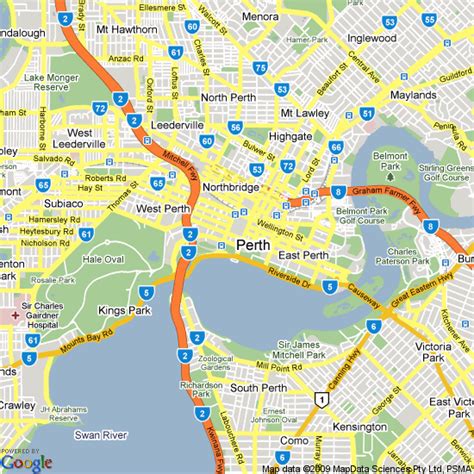 Map Of Perth Western Australia Hotels Accommodation