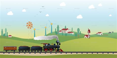 Cartoon Train Track Background