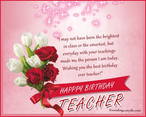 Birthday Wishes For Teacher Wordings And Messages