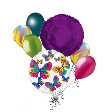 7 Pc Beautiful Colorful Butterfly Happy Birthday Balloon