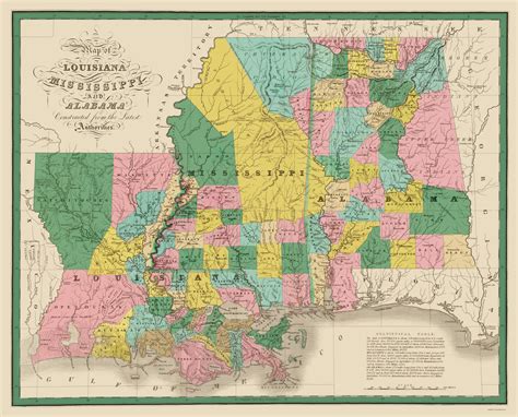 Old State Maps Louisiana Mississippi And Alabama Lamsal By Finley 1827