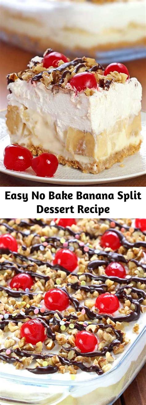 Bake in preheated oven for 60 to 65 minutes, until a toothpick inserted into center of the loaf comes out clean. Easy No Bake Banana Split Dessert Recipe - Cirilla Cook