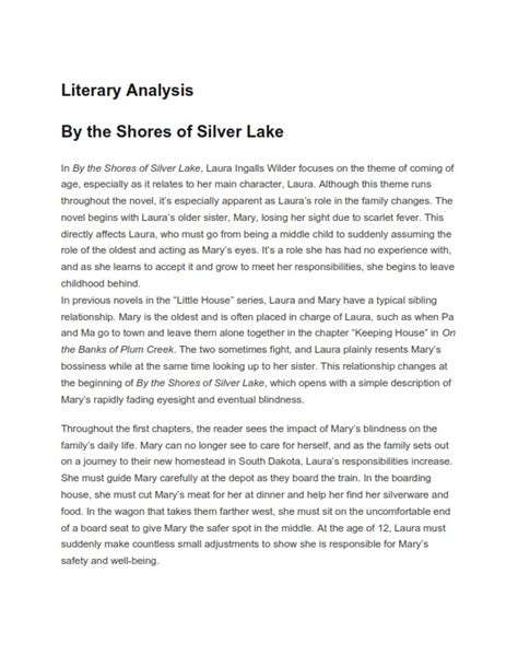 Literary critics may conduct a close reading of a literary work, critique a literary work from the stance of a particular literary theory, or debate below is an example from sample essays for english 103: Literary Analysis Essay Outline - Template & Samples