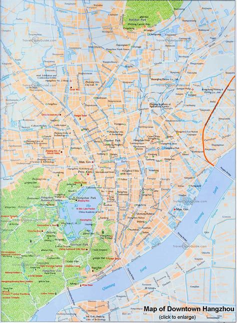 China Hangzhou Maps Streets Tourist Attractions