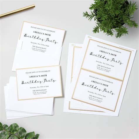 Avery Matte White Invitation Cards With Metallic Gold Borders 5 X 7