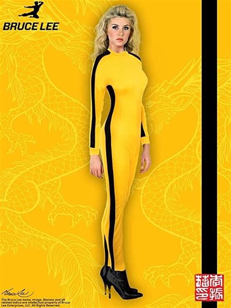 Underwraps Bruce Lee Enter Dragon Womens Yellow Jumpsuit Adult Halloween Costume Fearless Apparel