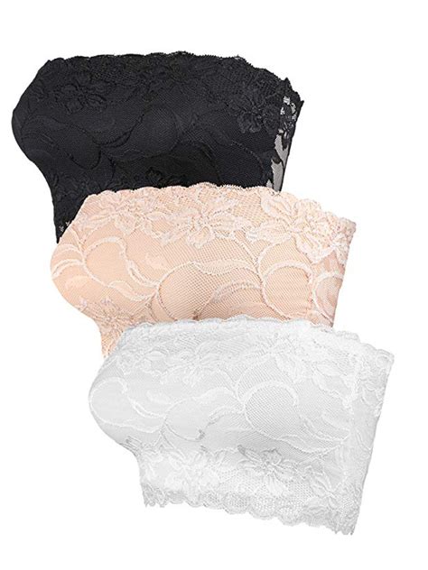 Lelinta Womens Full Floral Lace Tube Bra Top Strapless Seamless Stretchy Bandeau Lace Chest