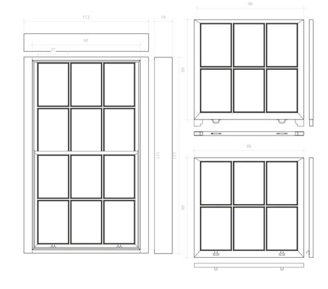 Sash Window Elevation Technical Drawing Interior Windows Window Sketch Architectural House