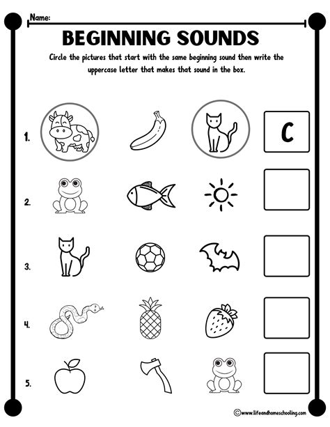 beginning sound worksheets for kindergarten printable kindergarten worksheets