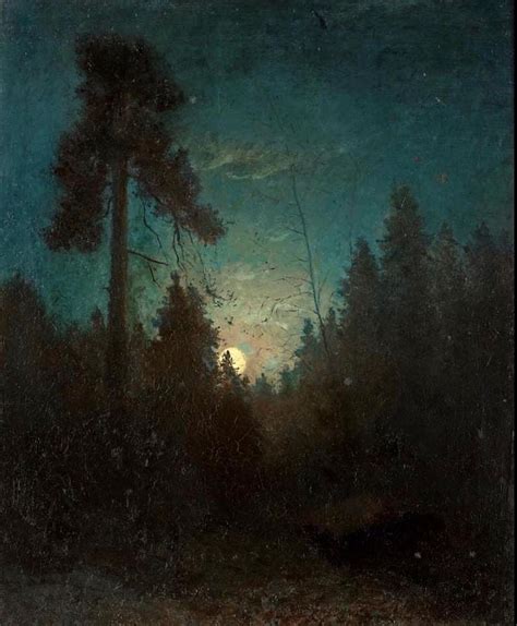 Carl Fredrik Hill Moonlight Painting Painting Night Art