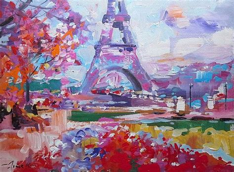 Paris Eiffel Tower Original Oil Painting 18x24 Canvas By Dima K French