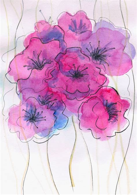 Flower Watercolor Painting Abstract Flower Painting Pink