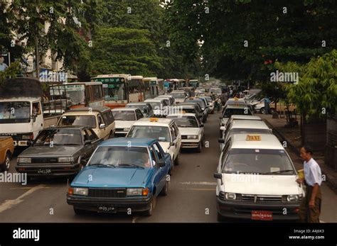 Traffic On The Busy Streets Of Mandalay Myanmar Burma Stock Photo Alamy