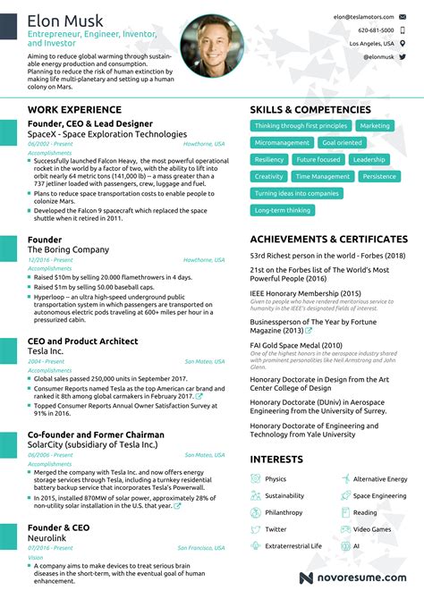It is good to have a comprehensive one page cv just make sure the content is still readable and understandable. Elon Musk's Resume on One Page | Man of Many