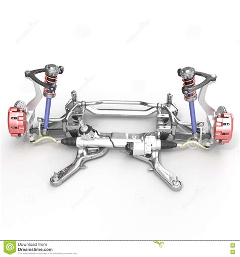 Front Axle With Suspension And Absorber On White 3d Illustration Stock