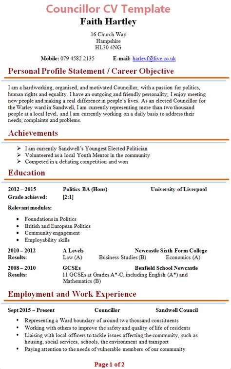 Resume tips for specific fields arts and communication. cv-for-councillor